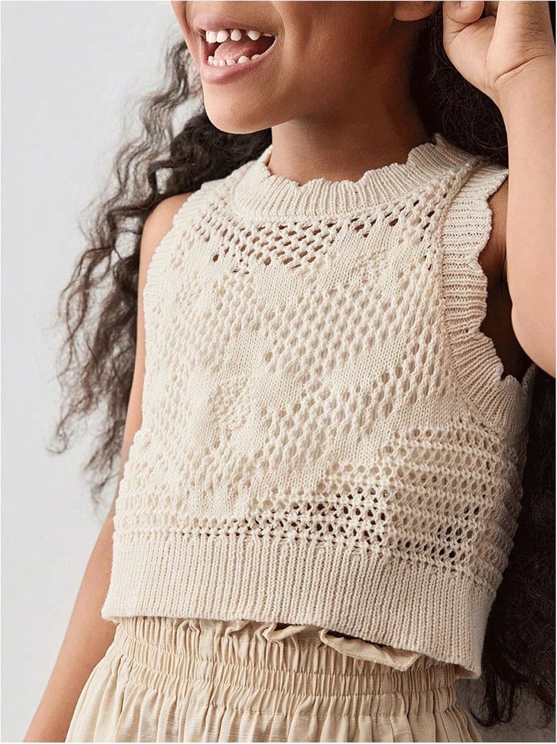 MakeMeChic Girl's Summer Crochet Tops Sweater Vest Sleeveless Cute Crop Tops Knitwear - Image 2